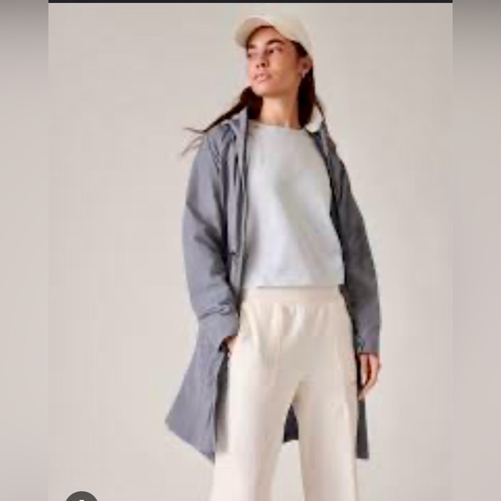 Athleta Grey Hooded Raincoat
